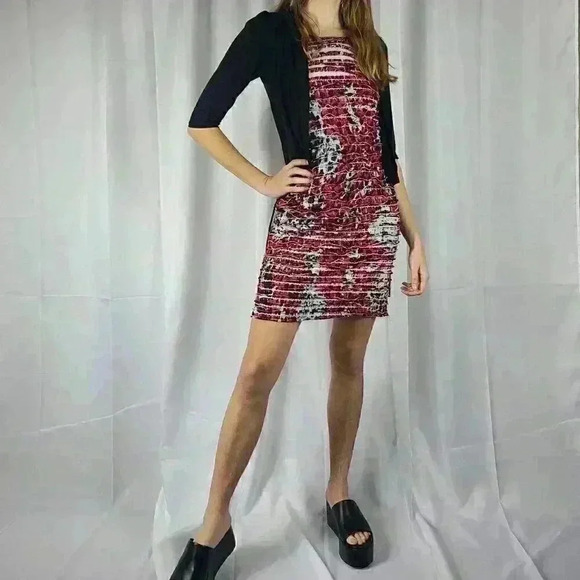 Speechless Mini Cocktail Dress Tie Die Speckled Pattern with Shawl - Picture 4 of 5